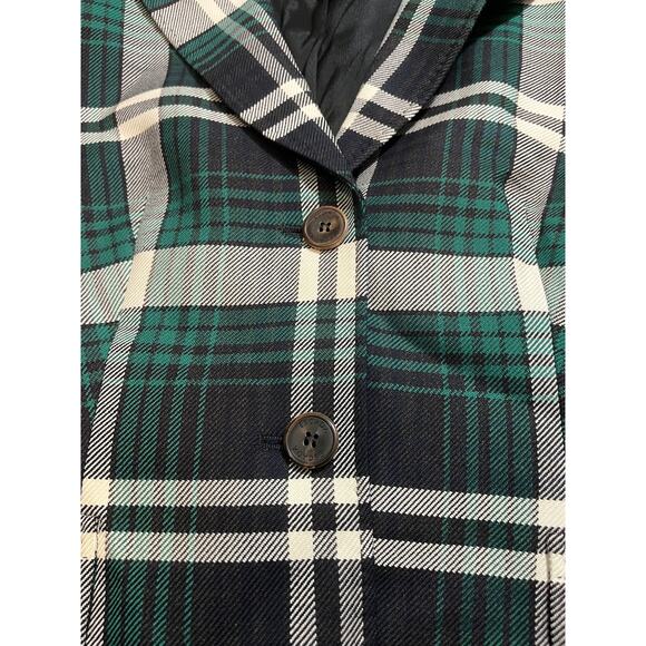 ESCADA ELBOW PATCH PLAID WOOL KNIT JACKET BLAZER TARTAN GREEN WOMENS 40 US 10 - Picture 5 of 12